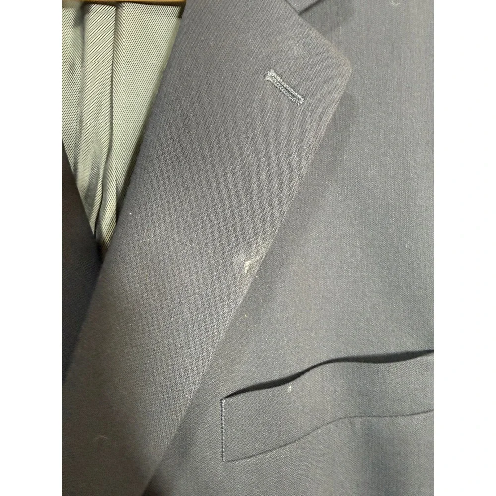 Calvin Klein Mens Navy Blue 100% Wool 2-Button Suit Jacket Blazer Size 46R